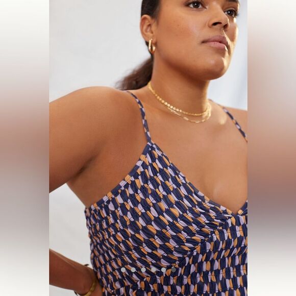 Women's Anthropologie Mesh, Strappy V-Neck Navy and Purple Camisole 3X - Picture 7 of 8